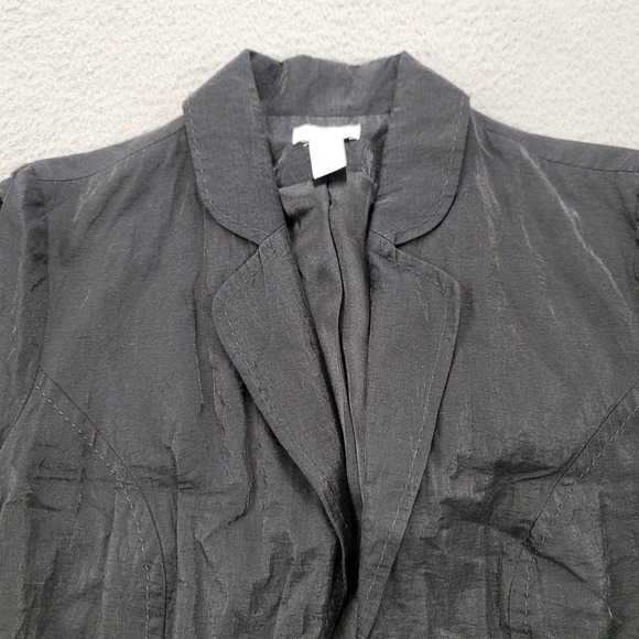 Chicos Jacket Womens 0 S/4 Black Blazer Coat‎ Classic Pockets Collar Button Up - Picture 2 of 13